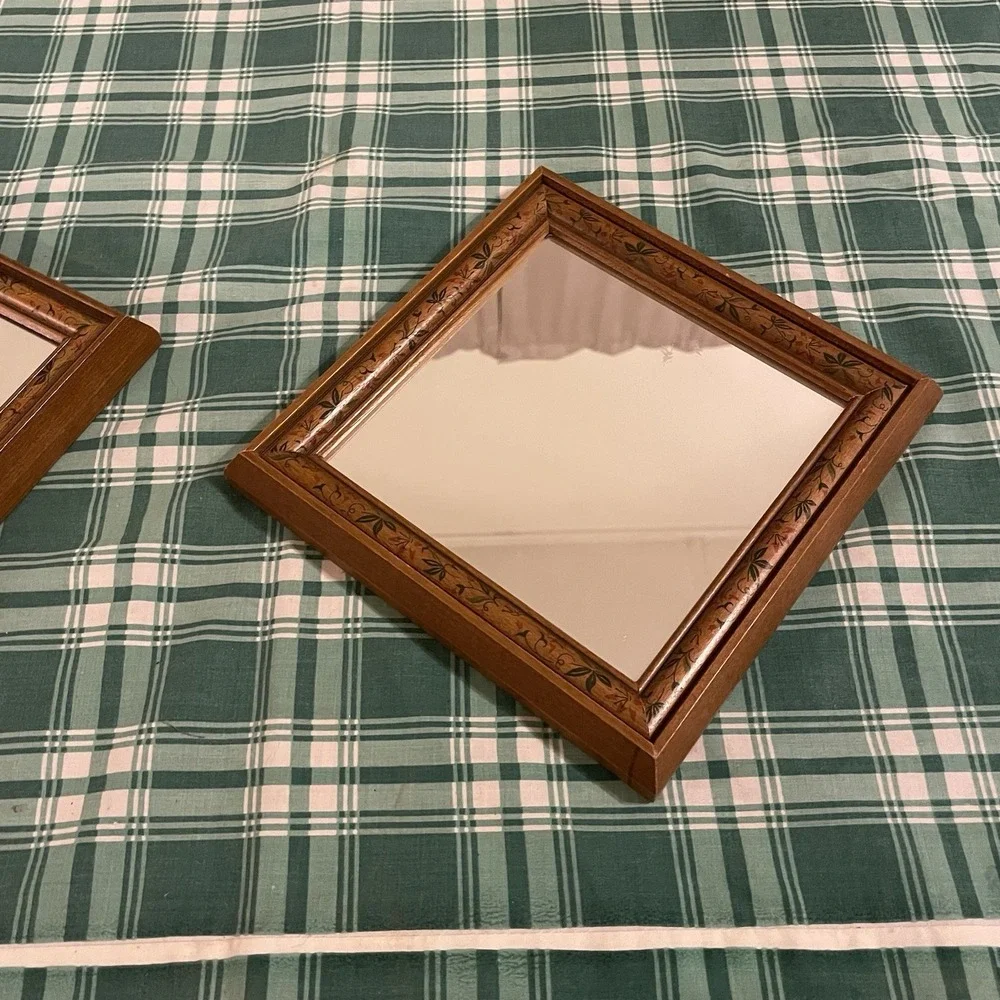 Vintage Home Interiors Floral Framed Mirrors Set of 2 Wall Decor 7.5